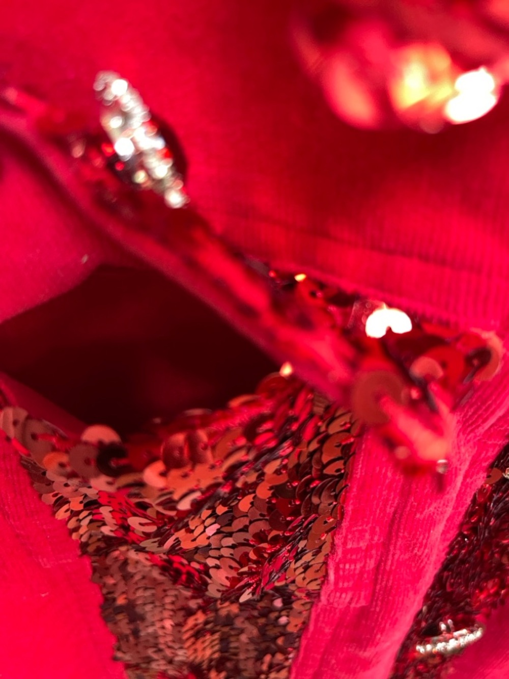 Vintage Berek Red Sequin Jacket | Brooch Buttons | Nash Vegas Glam, Size Large - Picture 10 of 10